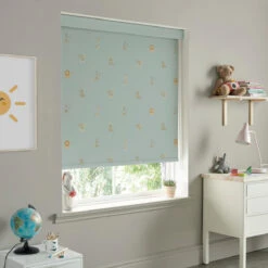 Bears Sage Green Made To Measure Roller Blind -Sophie Allport rlb79sgm2m bears balloons sage green artwork roller blind made to measure lifestyle 2 high res square