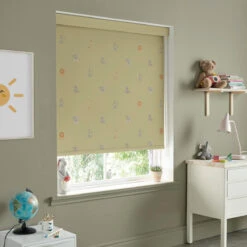 Bears Soft Mustard Made To Measure Roller Blind -Sophie Allport rlb79smm2m bears balloons soft mustard artwork roller blind made to measure lifestyle 2 high res square