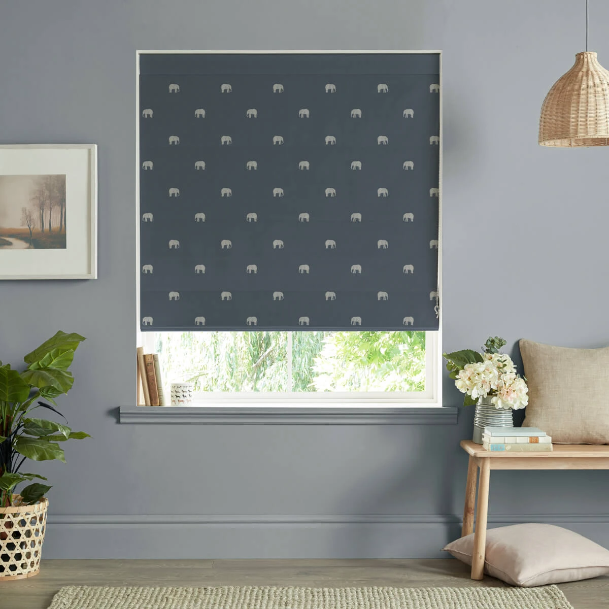 Elephant Deep Navy Made To Measure Roman Blind 3 Elephant Deep Navy Made To Measure Roman Blind