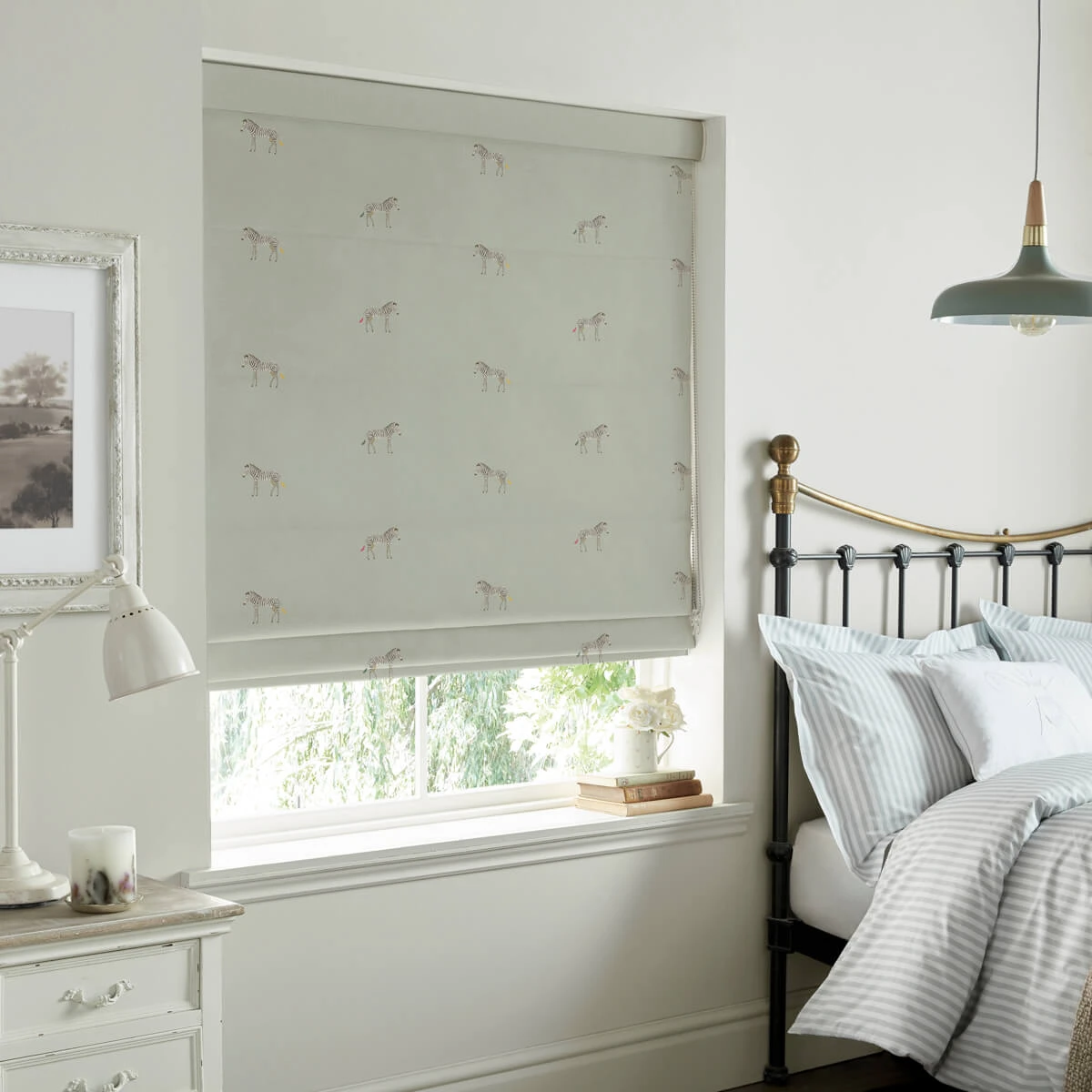 Zebra Sage Grey Made To Measure Roman Blind 5 Zebra Sage Grey Made To Measure Roman Blind - Image 3