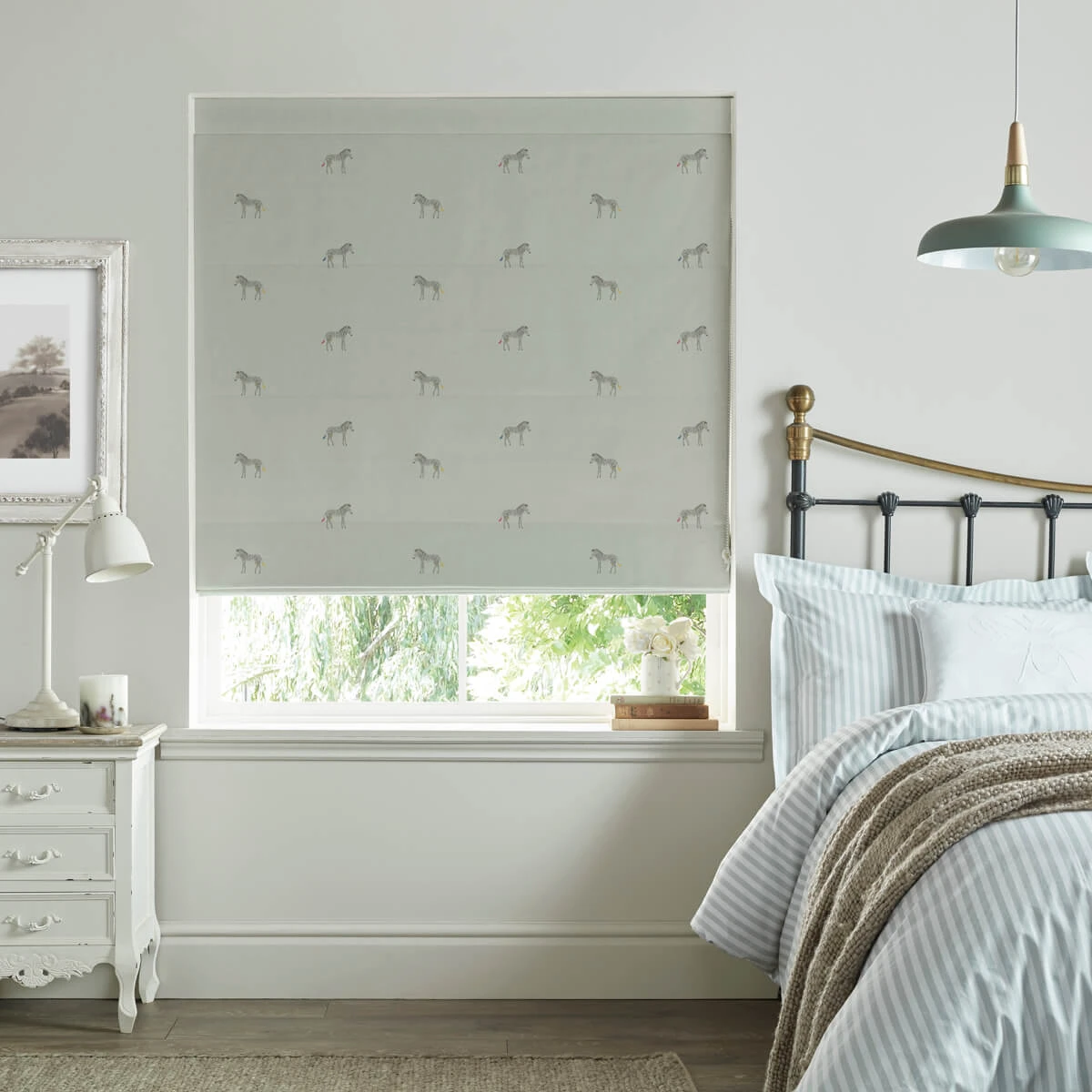 Zebra Sage Grey Made To Measure Roman Blind 3 Zebra Sage Grey Made To Measure Roman Blind