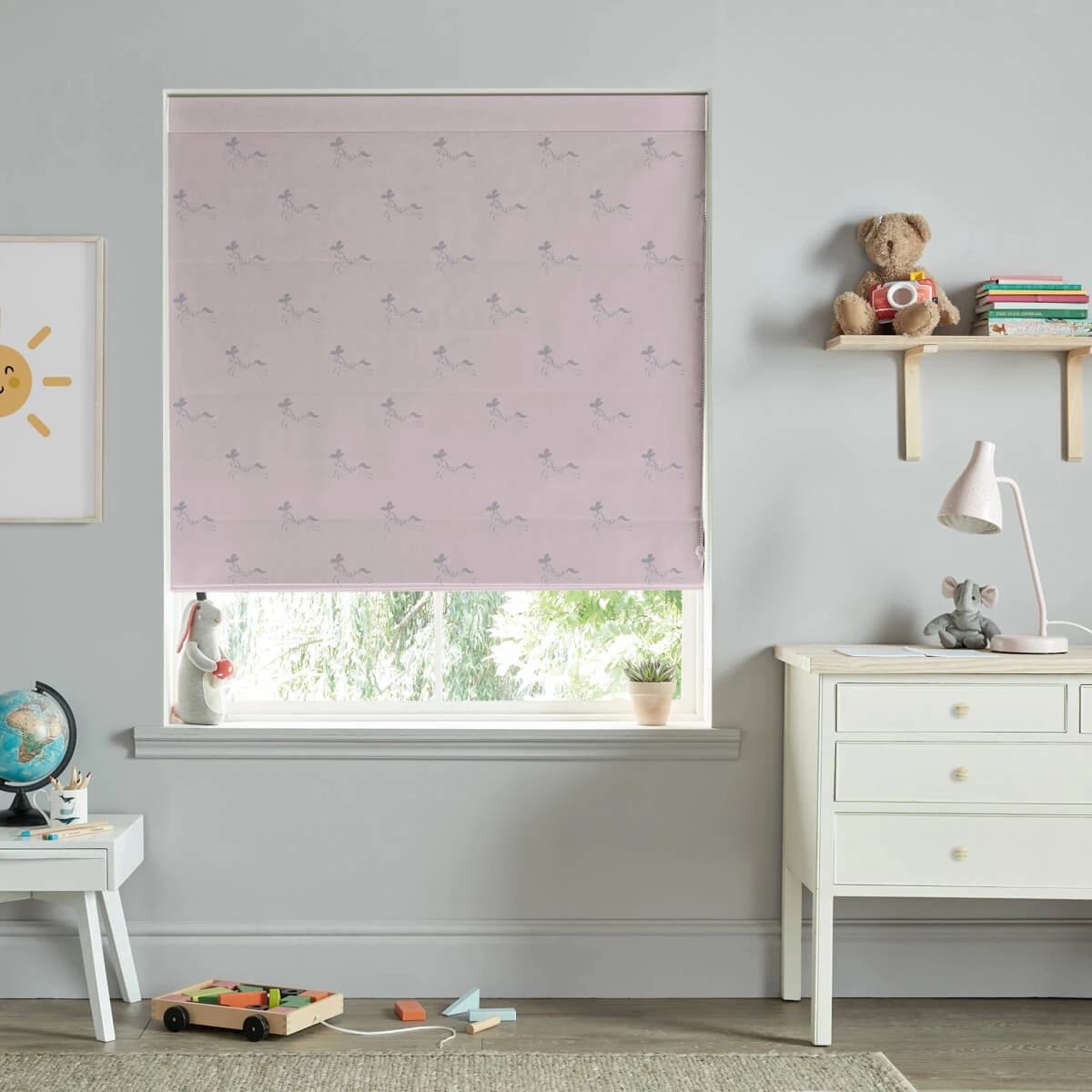 Fairground Ponies Soft Pink Made To Measure Roman Blind 3 Fairground Ponies Soft Pink Made To Measure Roman Blind