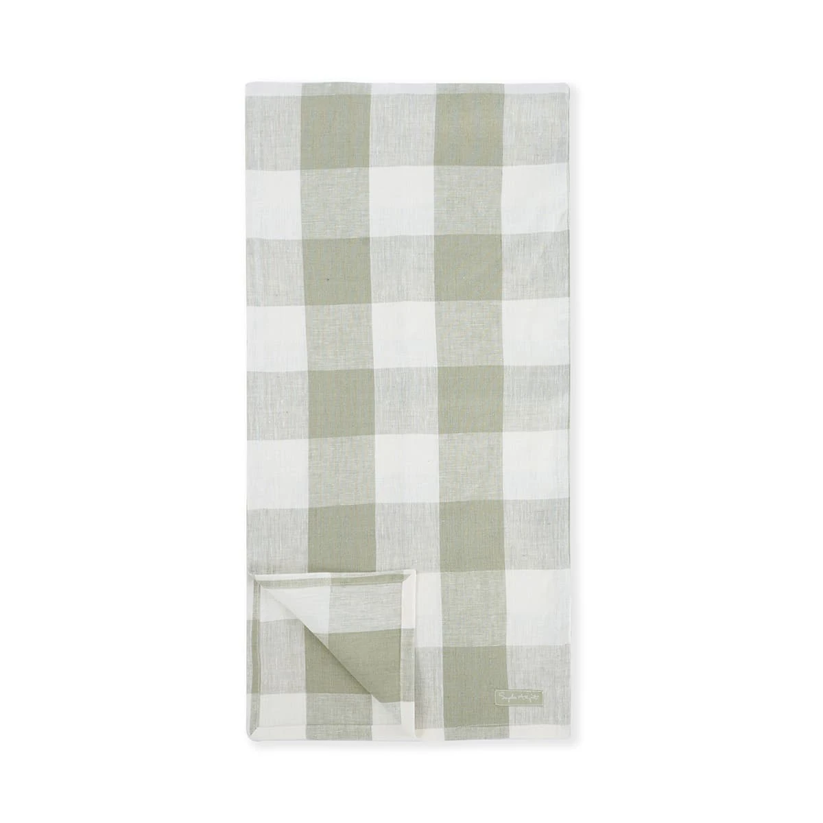 Sage Green Gingham Linen Table Runner 5 Sage Green Gingham Linen Table Runner - Image 3