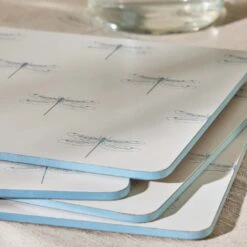 Dragonfly White Placemats (Set Of 4) 7 Dragonfly White Placemats (Set Of 4) -Sophie Allport ss23 dragonfly PMC10901 Placemats detail square