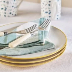 Teal Gingham Linen Napkins (Set Of 4)