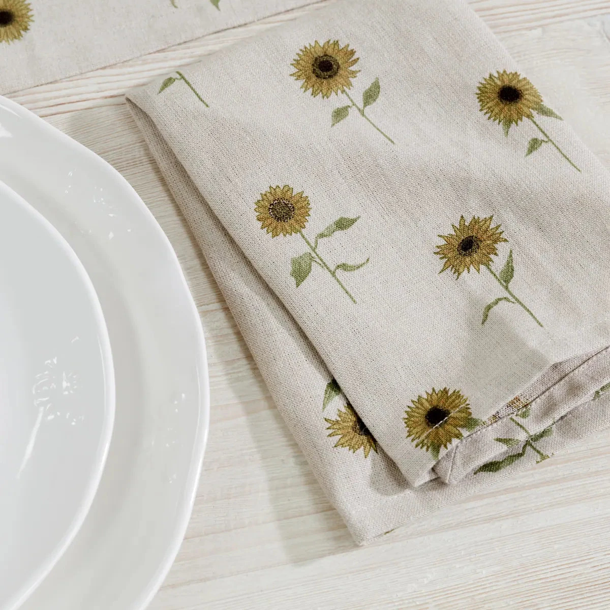 Sunflower Linen Napkins (Set Of 4) 4 Sunflower Linen Napkins (Set Of 4) - Image 2