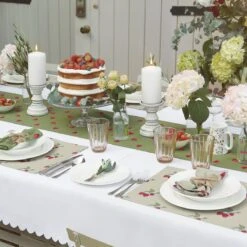 Strawberries Table Runner -Sophie Allport strawberries table setting 10 lifestyle high res square