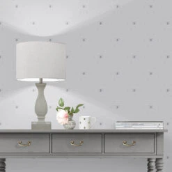 Bees Silhouette Grey Wallpaper -Sophie Allport wp36sg bees wallpaper silhouette grey 2 lifestyle high res square