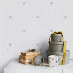 Bees Silhouette Grey Wallpaper -Sophie Allport wp36sg bees wallpaper silhouette grey 3 lifestyle high res square