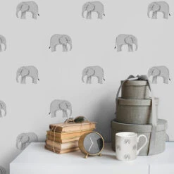 Elephant Grey Wallpaper -Sophie Allport wp54g elephant wallpaper grey lifestyle high res square