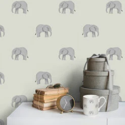 Elephant Sage Wallpaper -Sophie Allport wp54s elephant wallpaper sage lifestyle high res square